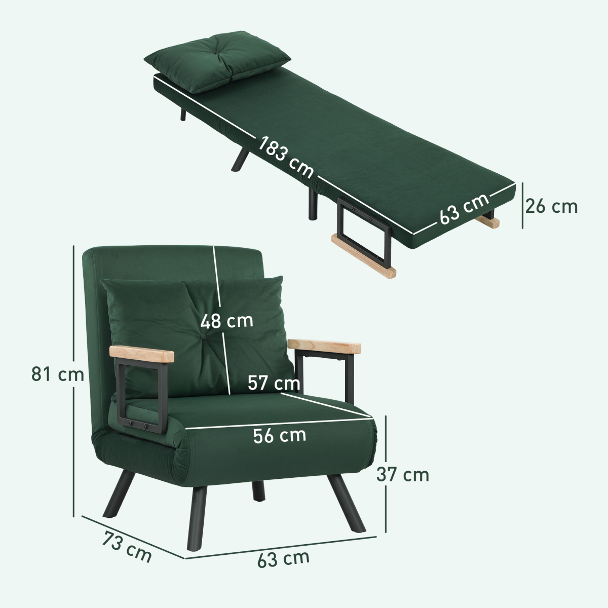 HOMCOM chair bed in floor chair position