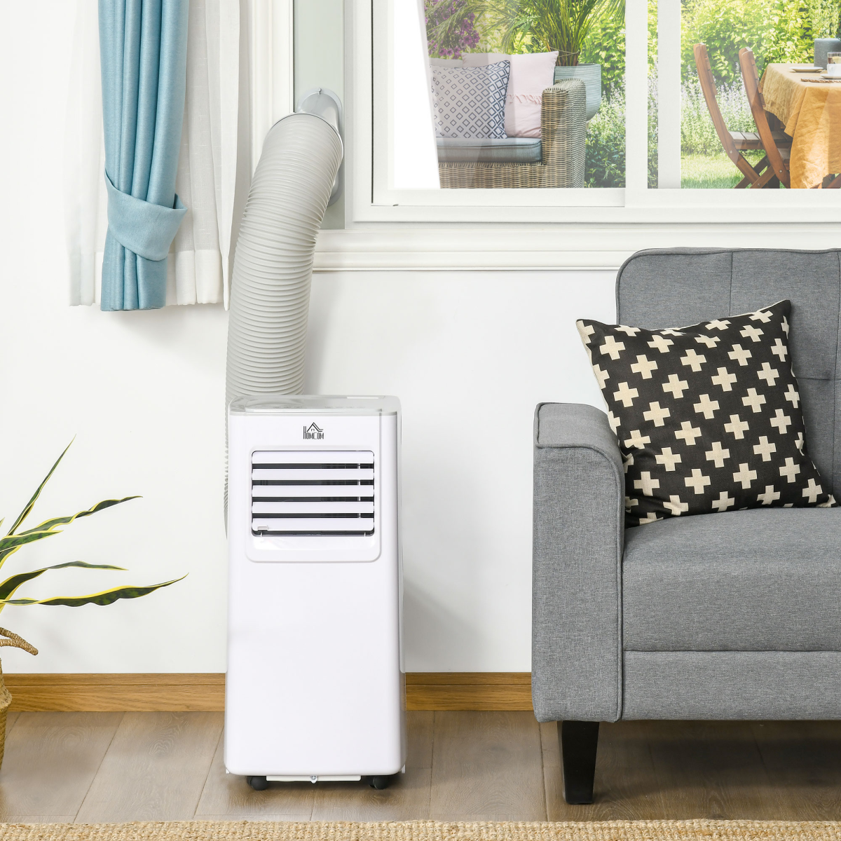 HOMCOM 7000 BTU Compact Portable Air Conditioner with Remote & 24H Timer – Small Room Cooling, White