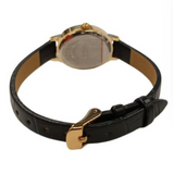 Limit Ladies Oval Watch, 27mm Gold Dial with Black Numerals, Black Faux Leather Strap