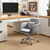 Vinsetto Tub Office Chair with Rechargeable Massage Lumbar Pillow – Velvet-Feel Swivel Desk Chair