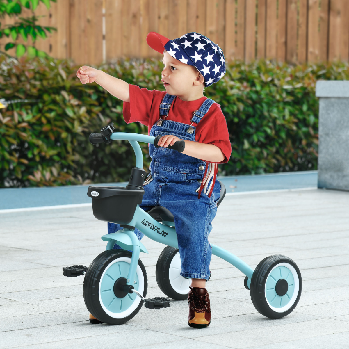 AIYAPLAY Kids Tricycle with Adjustable Seat, Bell & Basket – Ages 2-5 Years, Blue