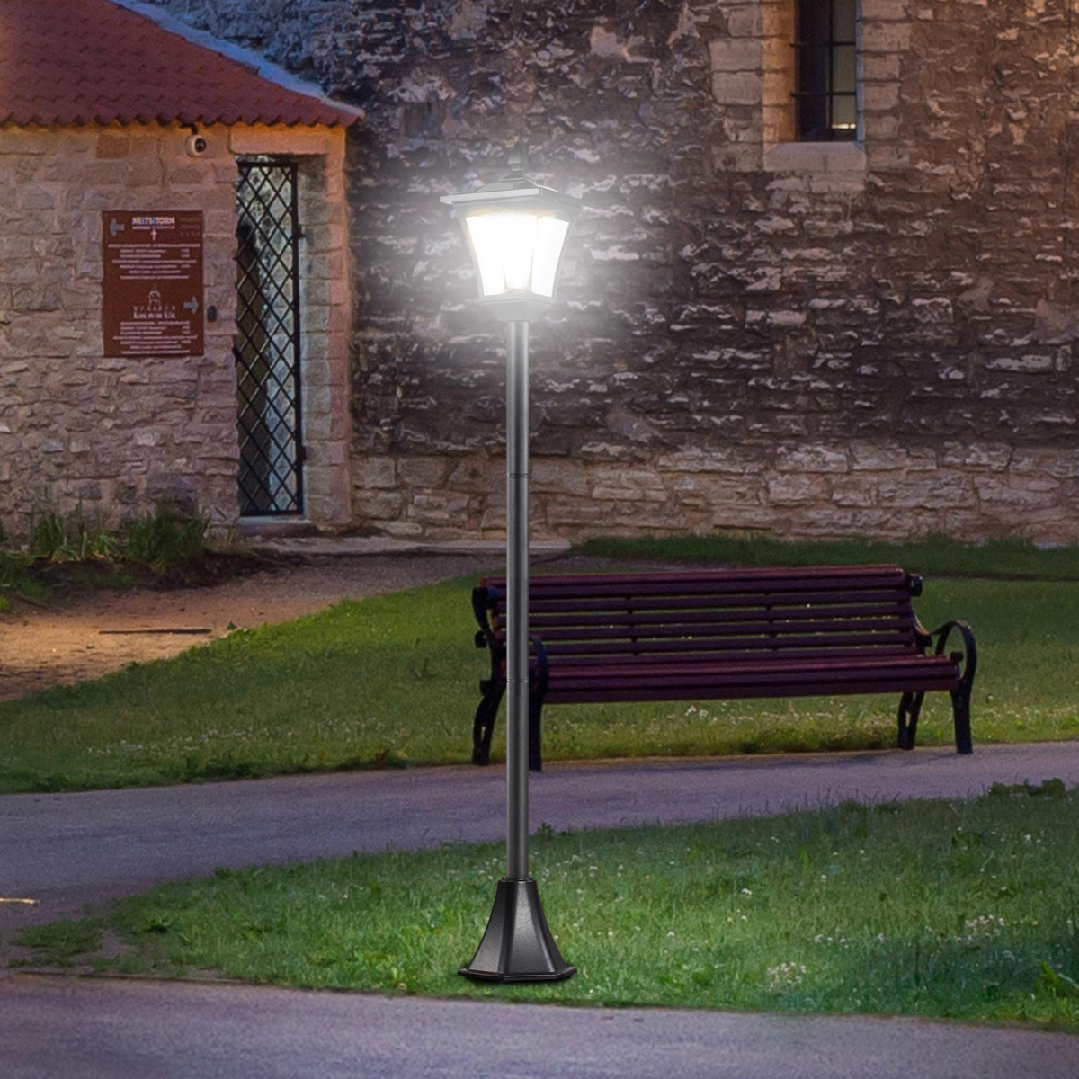Outsunny Solar Lamp Post, 160cm, IP44 – Black