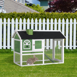 Pawhut Wooden Rabbit Hutch with Run, Ramp & Pull-Out Tray – Indoor & Outdoor Bunny Cage, Green