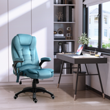 Executive Reclining Office Chair with Heated Massage & Padded Headrest – Swivel Base, Blue
