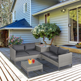 Outsunny Rattan Conservatory Sofa Set corner storage table detail