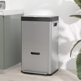 HOMCOM 56L 3-Compartment Stainless Steel Recycling Pedal Bin with Wheels – Kitchen Waste Sorter