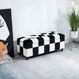 HOMCOM Velvet Button-Tufted Storage Ottoman Footstool Box, 114 x 47 x 47cm – Colour Block Bench