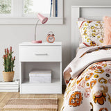 2-Tier Bedside Table with Drawer and Open Shelf – Modern Nightstand, White