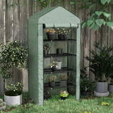 Outsunny 5-Tier Widened Mini Greenhouse with Roll-Up Zipped Door & UV-Resistant Cover – 90 x 49 x 193cm, Green