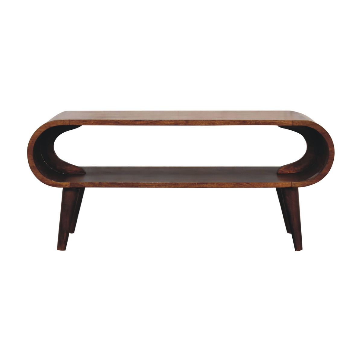 Artisan Furniture Solid Wood Amaya Nordic Style Coffee Table with Open Slot – Rounded Edges, Dark Brown