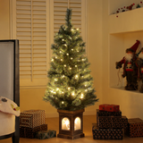 HOMCOM 4ft Artificial Christmas Tree with 80 Warm White LED Lights, Remote & Timer – Indoor Festive Decor, Green