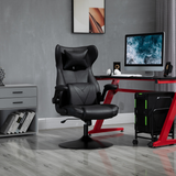 Vinsetto Faux Leather Gaming Chair with Pedestal Base, Adjustable Headrest & Lumbar Support – Black