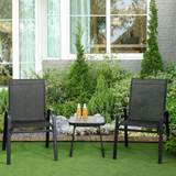 Outsunny 3-Piece Bistro Set with 2 Stackable Mesh Armchairs & Coffee Table – Steel Frame Patio Set, Black