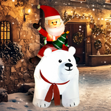 Outsunny 6.6ft Christmas Inflatable Santa Claus on Polar Bear with LED Lights – Outdoor Decoration, White