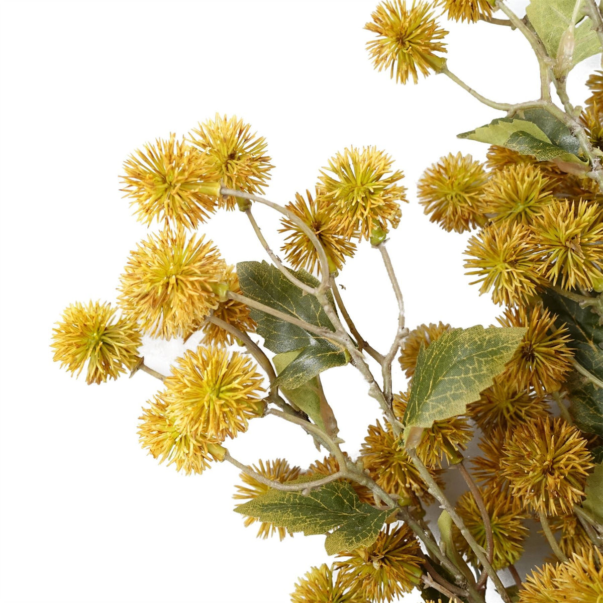 Leaf Craspedia Artificial Flower Stem with Plastic Flowers and Wired Stem – 85cm Home Decor, Yellow