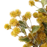 Leaf Craspedia Artificial Flower Stem with Plastic Flowers and Wired Stem – 85cm Home Decor, Yellow