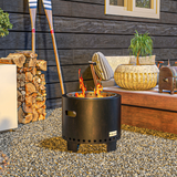 Outsunny 45cm Smokeless Wood Burning Fire Pit – Secondary Combustion Metal Firepit with Poker, Black