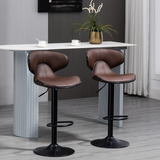 HOMCOM Set of 2 Swivel Bar Stools with Backrest & Footrest – Gas Lift, Faux Leather, Brown