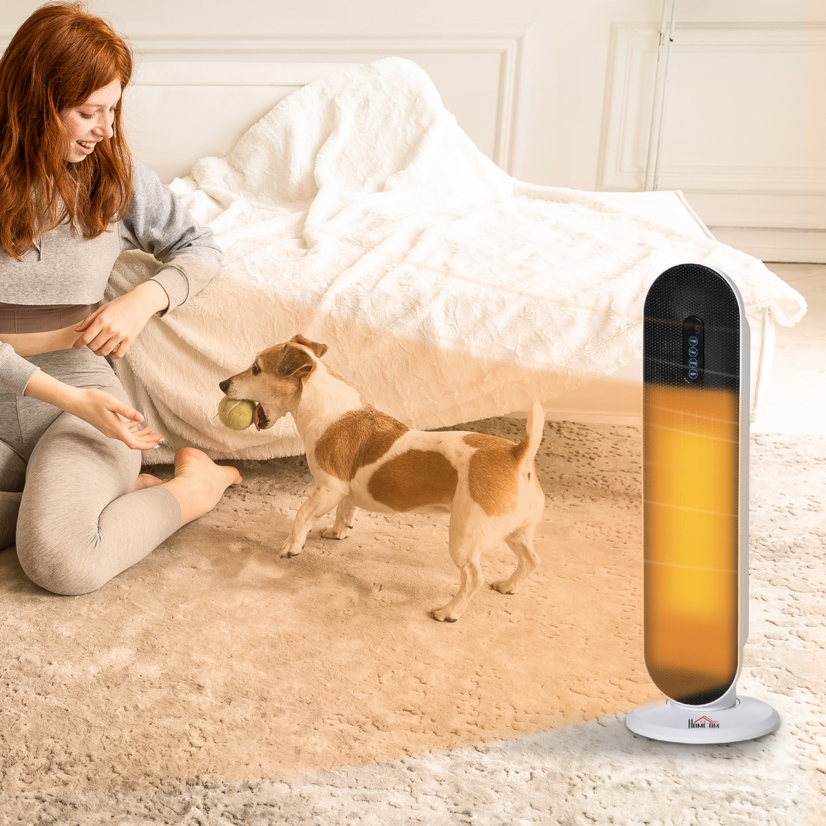 HOMCOM Ceramic Space Heater with Oscillation, Remote & Overheat Protection – 1200/2000W, Timer, Thermostat