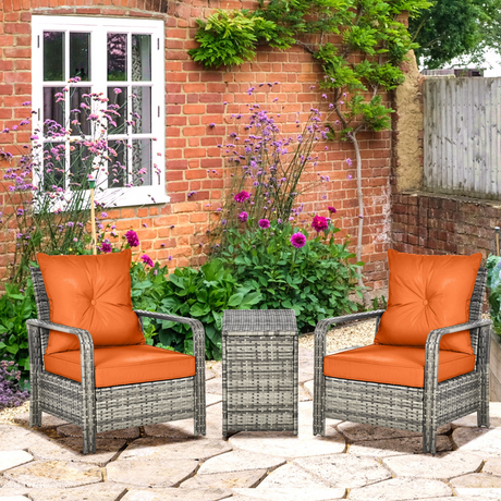 Outsunny Rattan Garden Sofa Set storage table detail