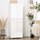 4-Door Freestanding Kitchen Cupboard with Adjustable Shelves & Drawers – Push-Open Pantry Storage, White