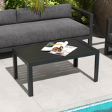 Outsunny Outdoor Side Table with Slatted Top & Galvanised Steel Frame – Patio, Balcony & Garden Table, Black