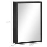 Stainless Steel Bathroom Mirror Cabinet with 3-Tier Shelves – Wall Storage for Toiletries, Jet Black