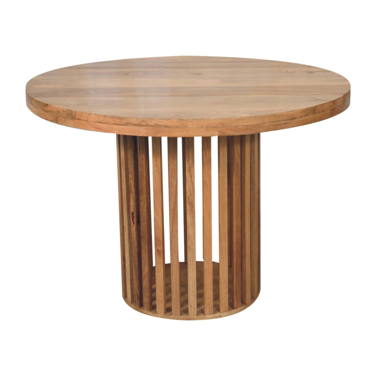 Artisan Furniture Ariella Solid Mango Wood Round Dining Table – Japanese-Inspired Design, Oak-Effect, Brown