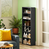 HOMCOM 6 Tier Bookshelf with 4 Adjustable Shelves and Anti-Tip Straps – Freestanding Bookcase, Black