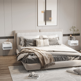 HOMCOM Floating Bedside Tables Set of 2 with Drawers & Shelves – Wall-Mounted Nightstands, White