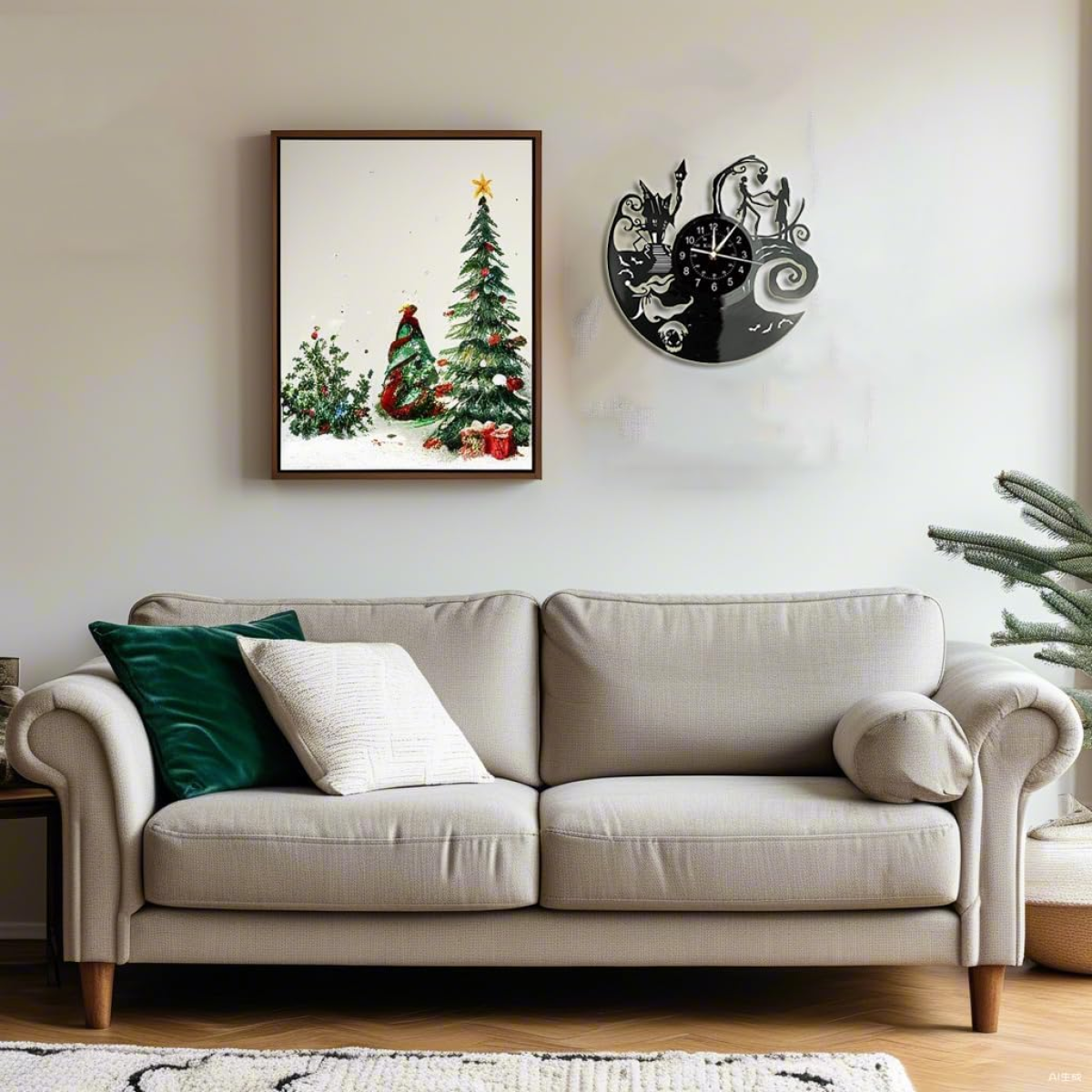 Christmas Vinyl Record Silent Wall Clock, 12 Inch – Festive Retro Battery Operated Decor