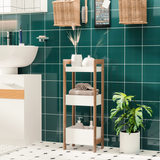 HOMCOM 3-Tier Bamboo Bathroom Shelving Unit – Freestanding Towel & Toiletry Storage, Natural