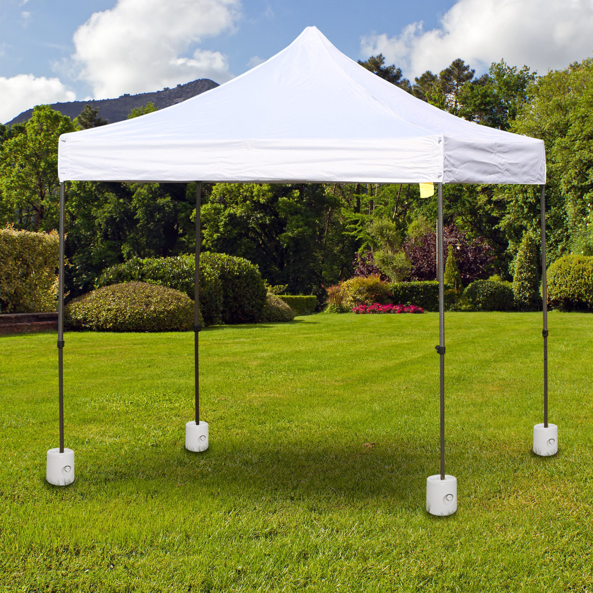 Outsunny Gazebo Weight Bases, Set of 4 Fillable Plastic Anchor Weights – Sand or Water Filled, White