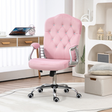 Vinsetto Velvet-Feel Office Chair with Diamanté Back & Adjustable Tilt – Pink Desk Chair