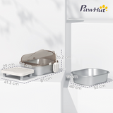 Cat Litter Box with High Sides, Stainless Steel Tray & Scoop – Anti-Splash Litter Tray, Charcoal Grey