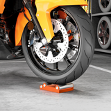 HOMCOM Motorcycle Wheel Roller Stand, 220kg Capacity – Tyre Cleaning & Chain Lubrication, Orange