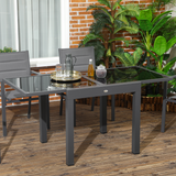 Outsunny Extendable Outdoor Dining Table with Aluminium Frame & Tempered Glass Top – Patio Table, Black