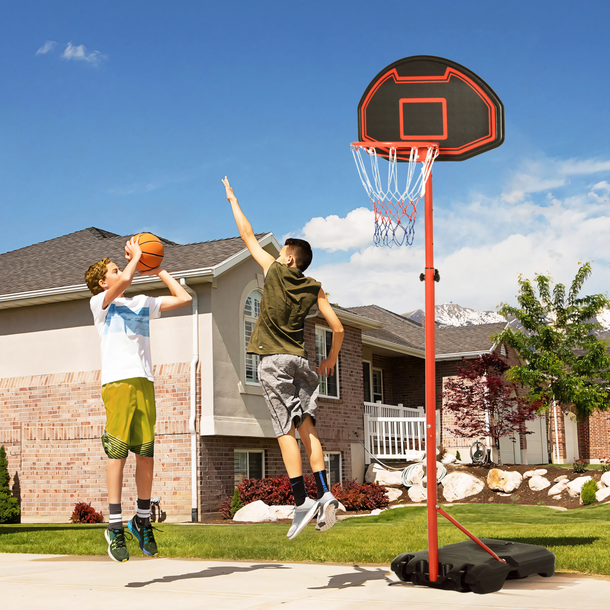 HOMCOM Adjustable Basketball Hoop with Backboard & Wheels, 200–250cm – Indoor/Outdoor Kids Stand
