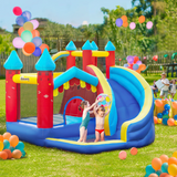 Kids Inflatable Bouncy Castle with Slide, Pool, Trampoline, Climbing Wall & Blower – Outdoor Play, Ages 3-8