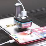WYEFLOW In-Car Edge FM Transmitter with Bluetooth 5.0, MP3 Player & Fast USB Charger – Black/Silver
