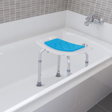 HOMCOM Adjustable Aluminium Shower Stool with Non-Slip Feet and Drainage Holes – Bathroom Seat, 136kg Load