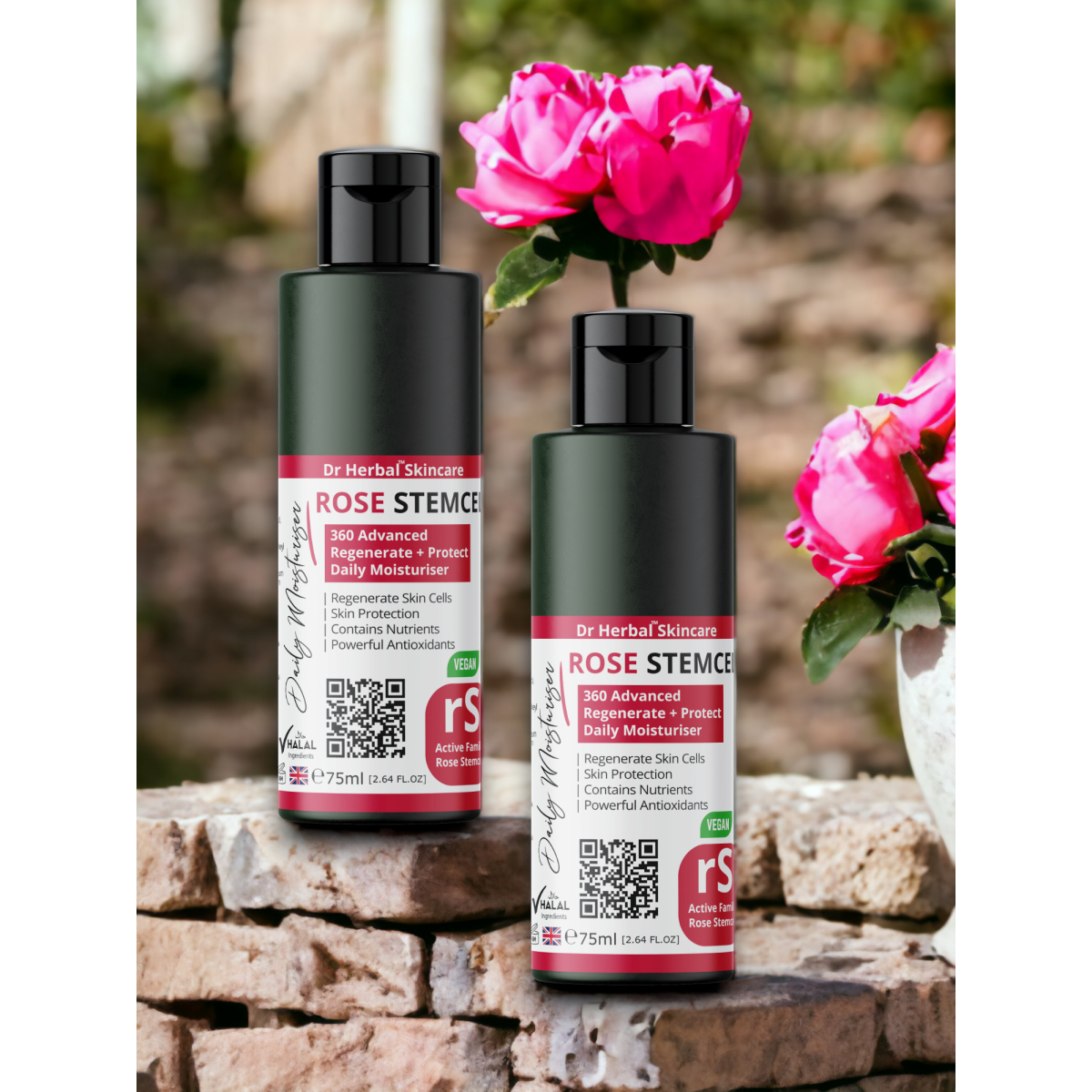 Dr Herbal Daily Moisturiser 75ml with Rose Stemcell, Aloe Vera & Vitamin E – Hydrating, Soothing Face Cream