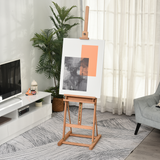 Vinsetto H-Frame Studio Easel with Height-Adjustable Canvas Holder and Storage Tray – Beech Wood Artist Easel