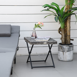 Outsunny Folding Square Rattan Coffee Table with Steel Frame – Compact Bistro Table for Balcony and Garden