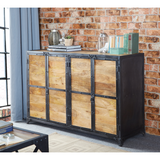 Indian Hub Ascot Large Hand-Crafted Sideboard with Cupboards & Drawers – Distressed Rustic Storage