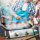 Outsunny Portable Gas Plancha BBQ Grill with 2 Stainless Steel Burners, 6kW – Non-Stick Hotplate & Grease Box