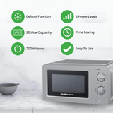 Hamilton Beach 700W 20L Manual Microwave with 6 Power Levels and Speed Defrost – Silver, HB70T20S