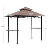 BBQ Grill Gazebo with Double Layered Canopy, Storage Shelves & Bottle Opener – Garden Party Shelter, Coffee