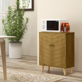 HOMCOM Chevron Door Sideboard Storage Cabinet with Inner Shelf – Living Room & Kitchen Storage, Natural