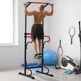 HOMCOM Power Tower with Adjustable Height, Pull Up Bar & Dip Station – Free Standing Steel Workout Station
